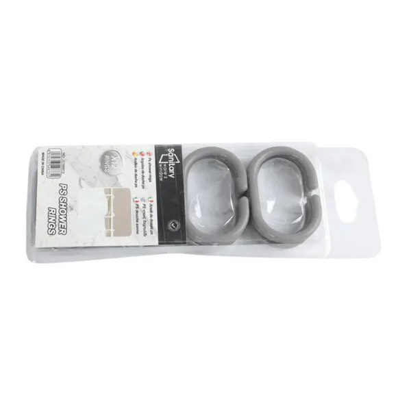 12 Pcs/Set Flexible Plastic Shower Curtain Rings Grey