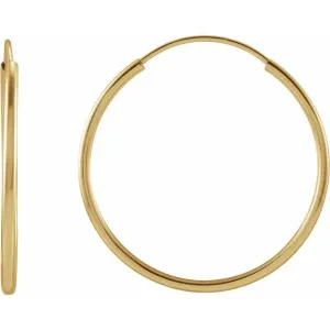 14K Yellow Gold 20 mm Flexible Endless Huggie Earrings