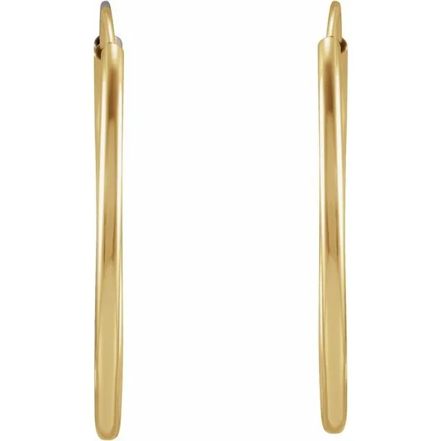 14K Yellow Gold 20 mm Flexible Endless Huggie Earrings