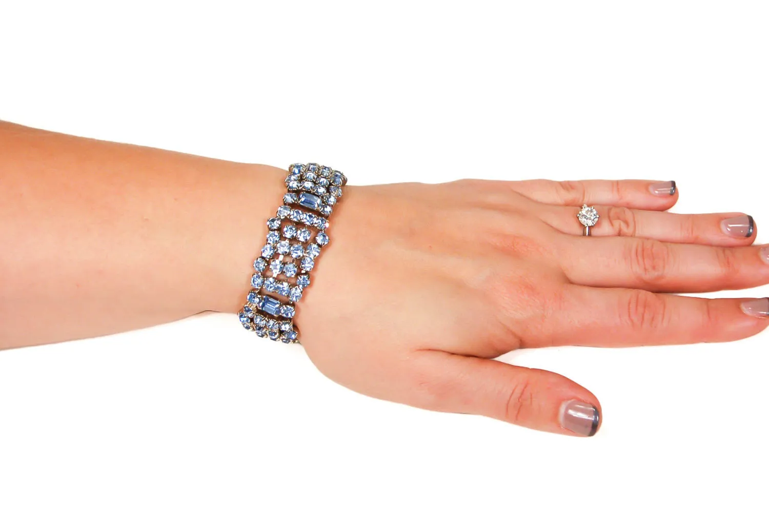 1960's Baby Blue Rhinestone Bracelet