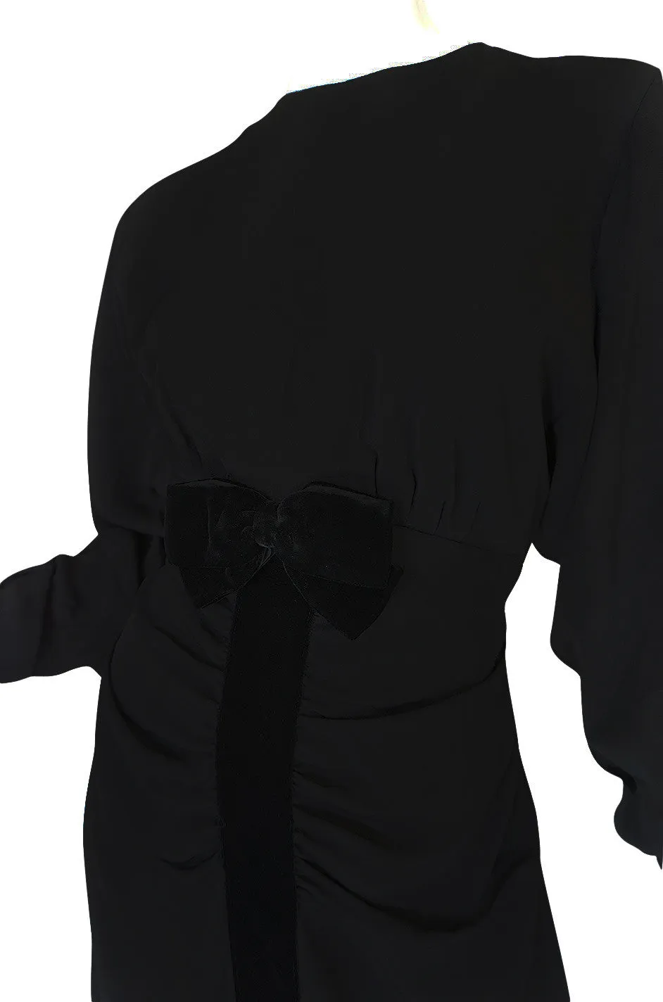1980s Nina Ricci Demi-Couture Velvet Accented Dress