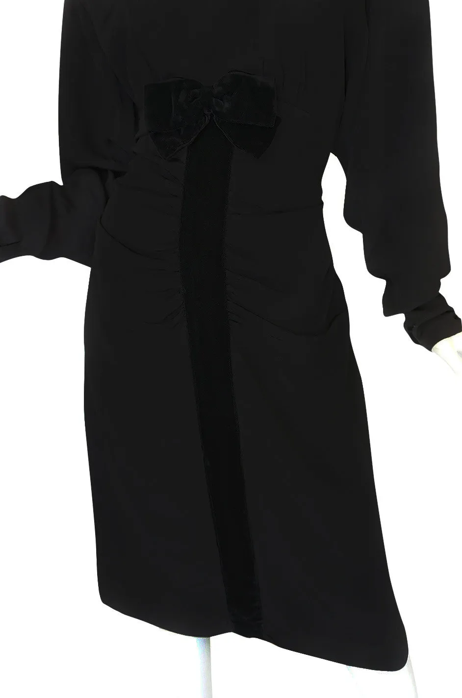 1980s Nina Ricci Demi-Couture Velvet Accented Dress