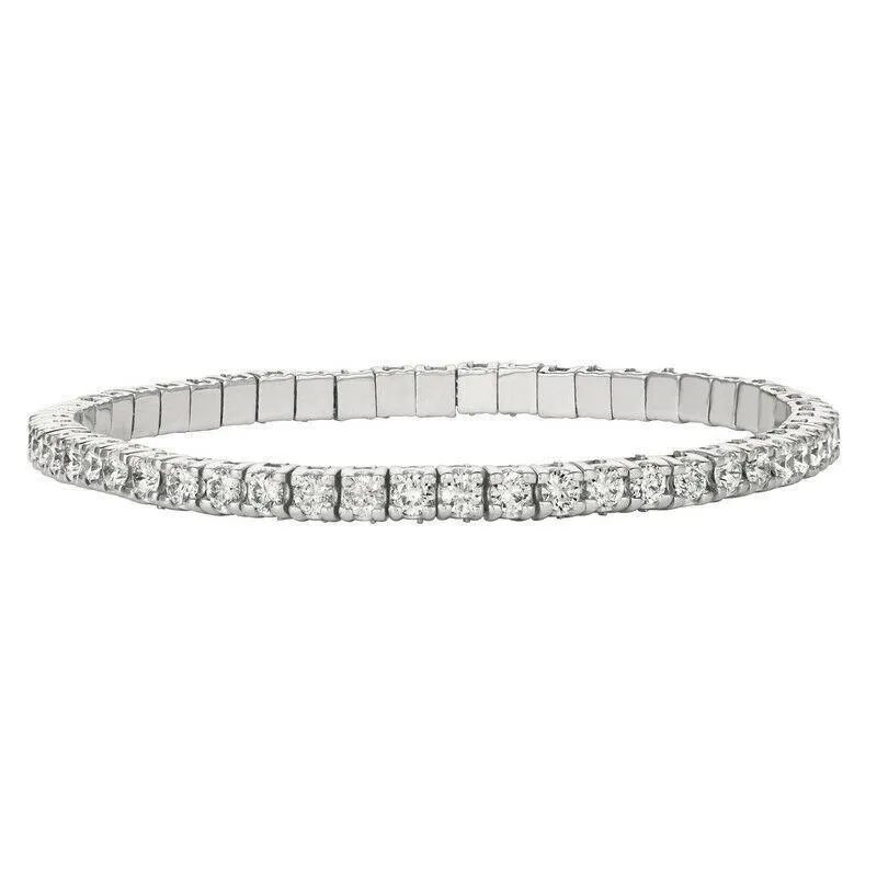 3.00 Carat Natural Diamond Stretch Bracelet G-H SI 14K White Gold