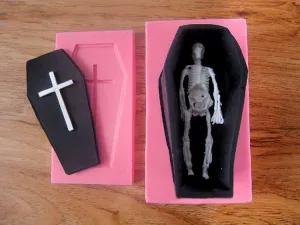 3d Coffin & Skeleton Silicon silicone mold for uv resin / Home Decorations flexible mold H3698