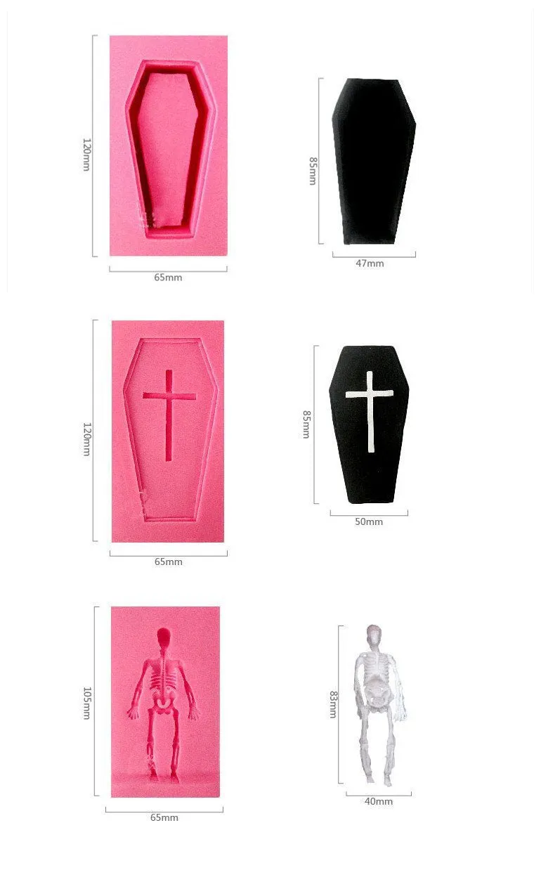 3d Coffin & Skeleton Silicon silicone mold for uv resin / Home Decorations flexible mold H3698
