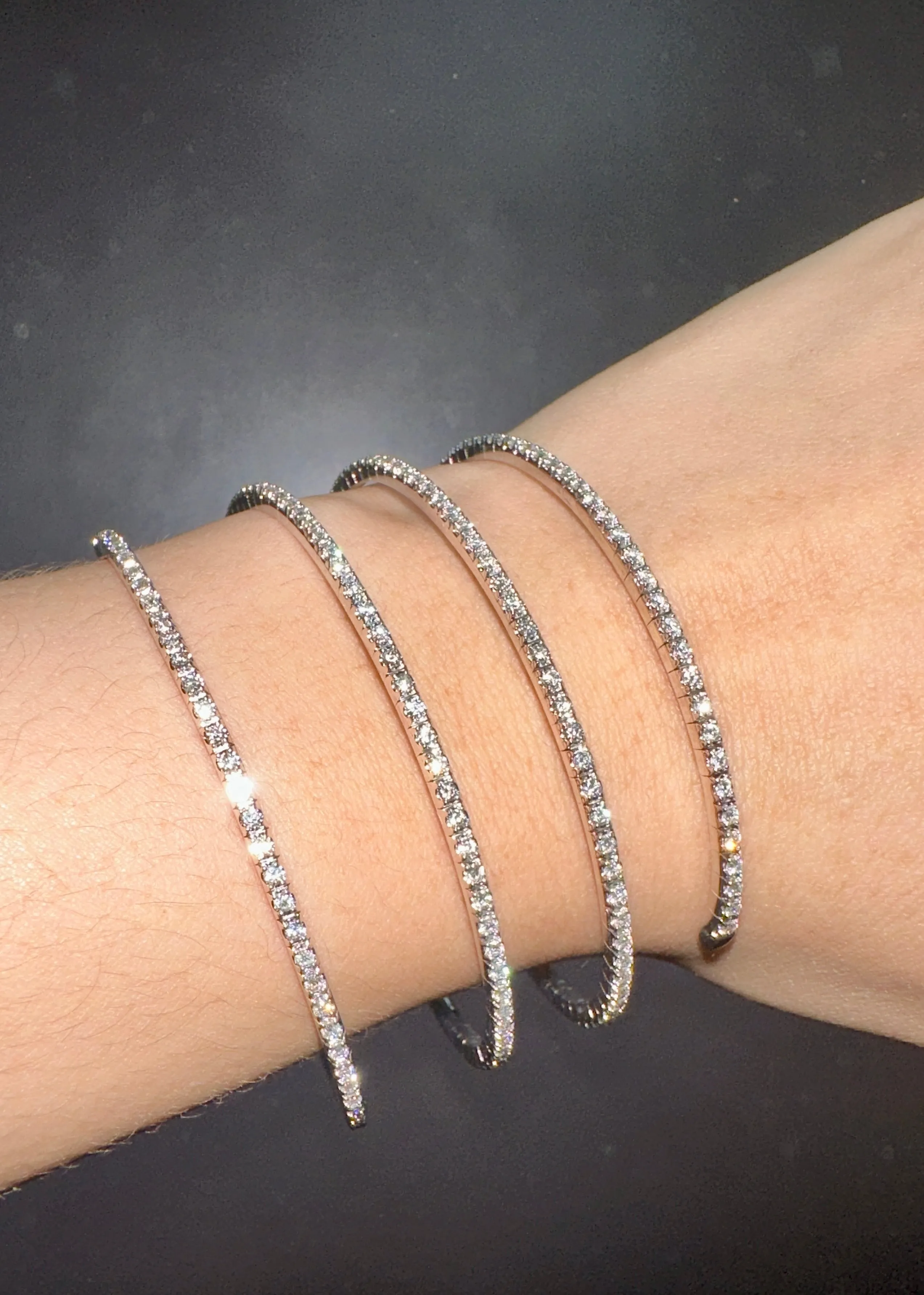 4.00 Carat Natural Diamond Wrap Flexible Bangle Bracelet G SI 14K White Gold 7''
