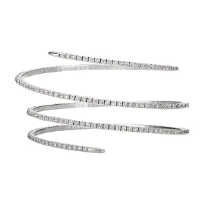 4.00 Carat Natural Diamond Wrap Flexible Bangle Bracelet G SI 14K White Gold 7''