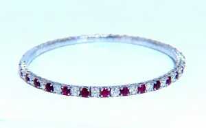 5.25ct vivid red natural ruby diamonds tennis Flexible Bangle bracelet 14kt