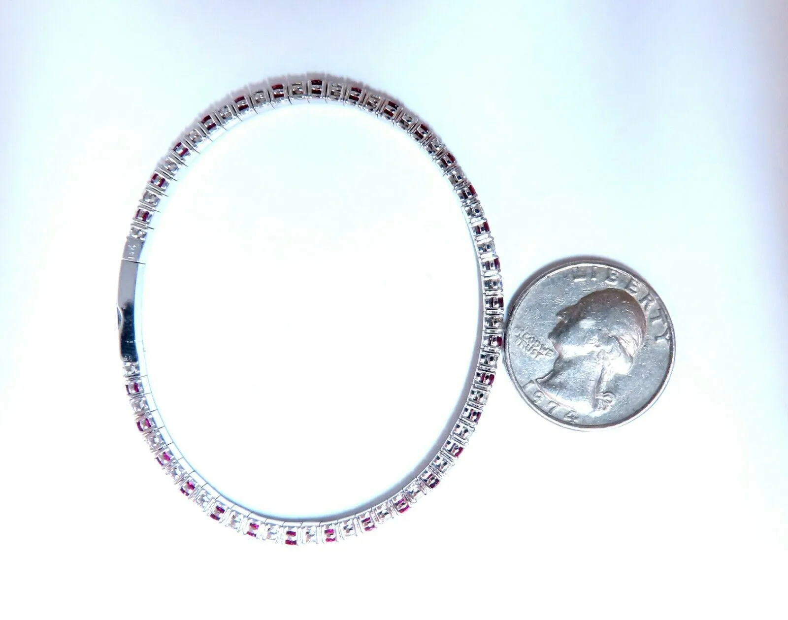 5.25ct vivid red natural ruby diamonds tennis Flexible Bangle bracelet 14kt