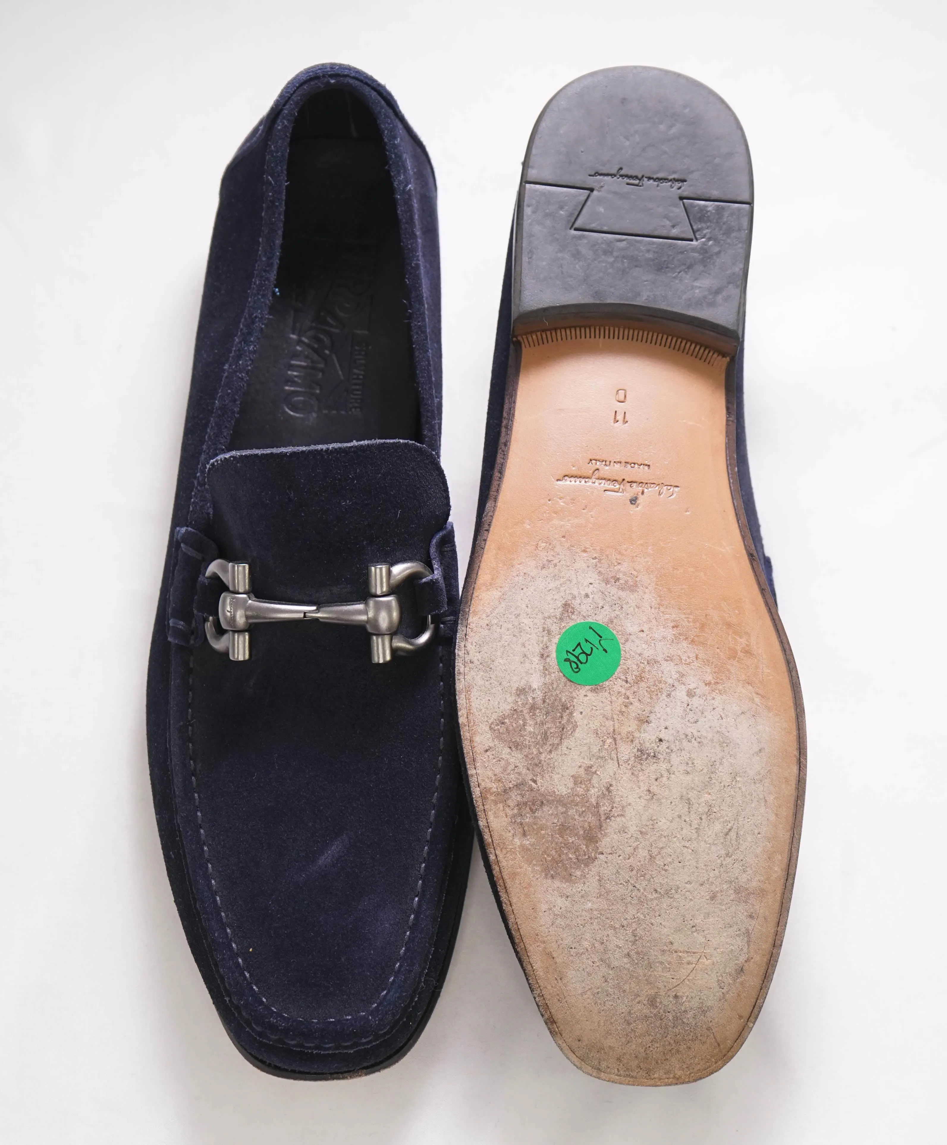 $700 SALVATORE FERRAGAMO - "GIORDANO" Navy Suede  Loafer- 11D US