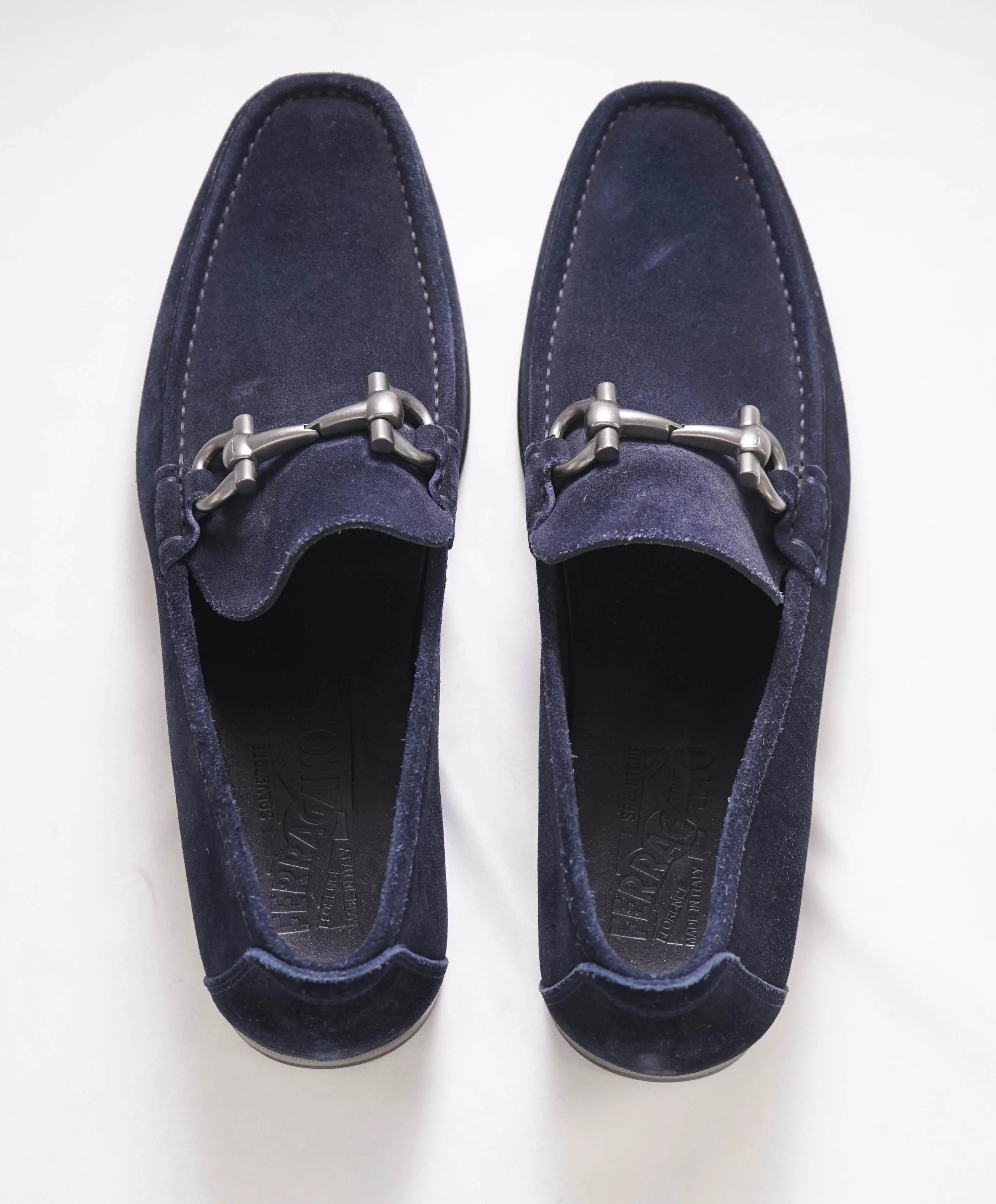 $700 SALVATORE FERRAGAMO - "GIORDANO" Navy Suede  Loafer- 11D US