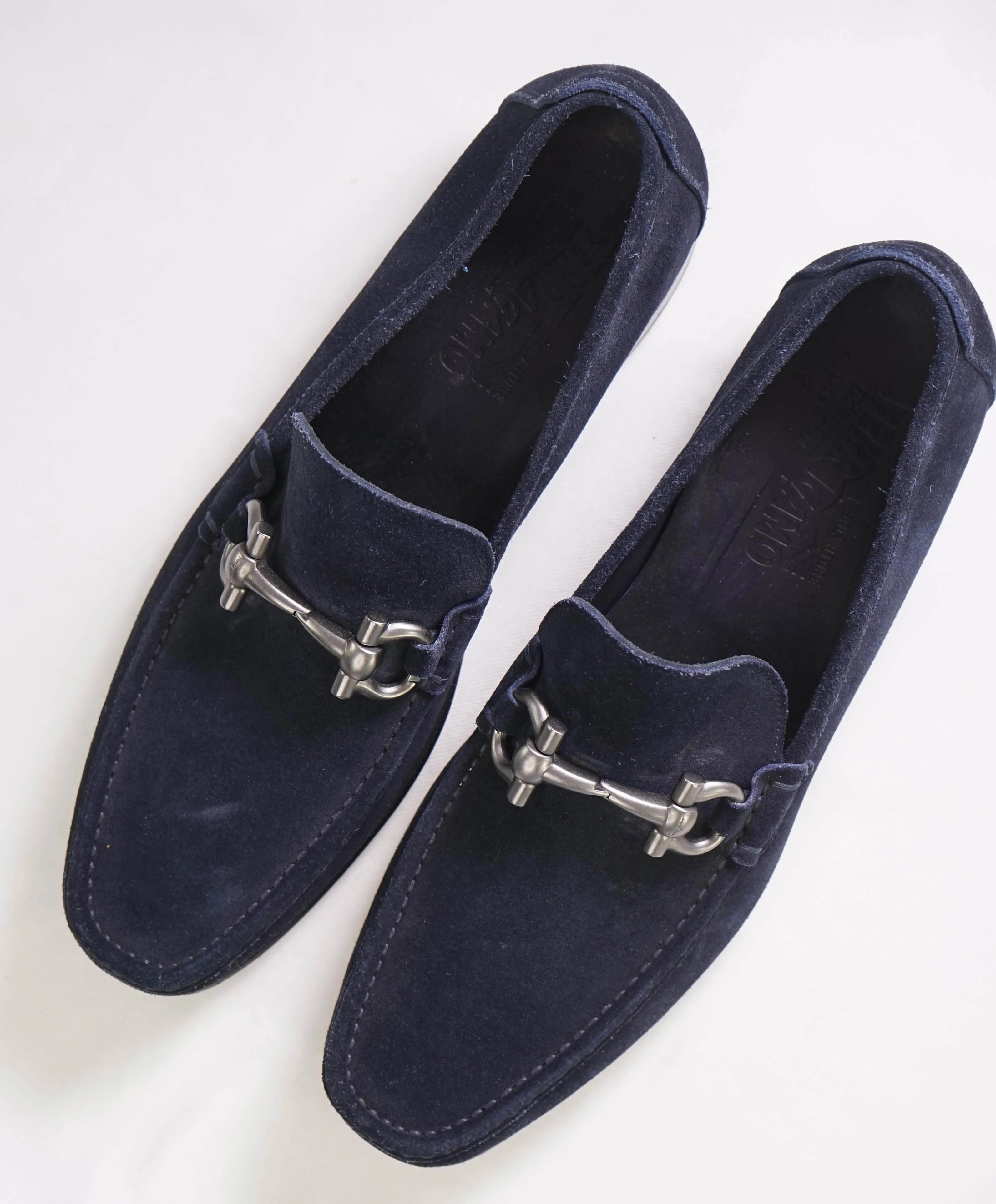 $700 SALVATORE FERRAGAMO - "GIORDANO" Navy Suede  Loafer- 11D US