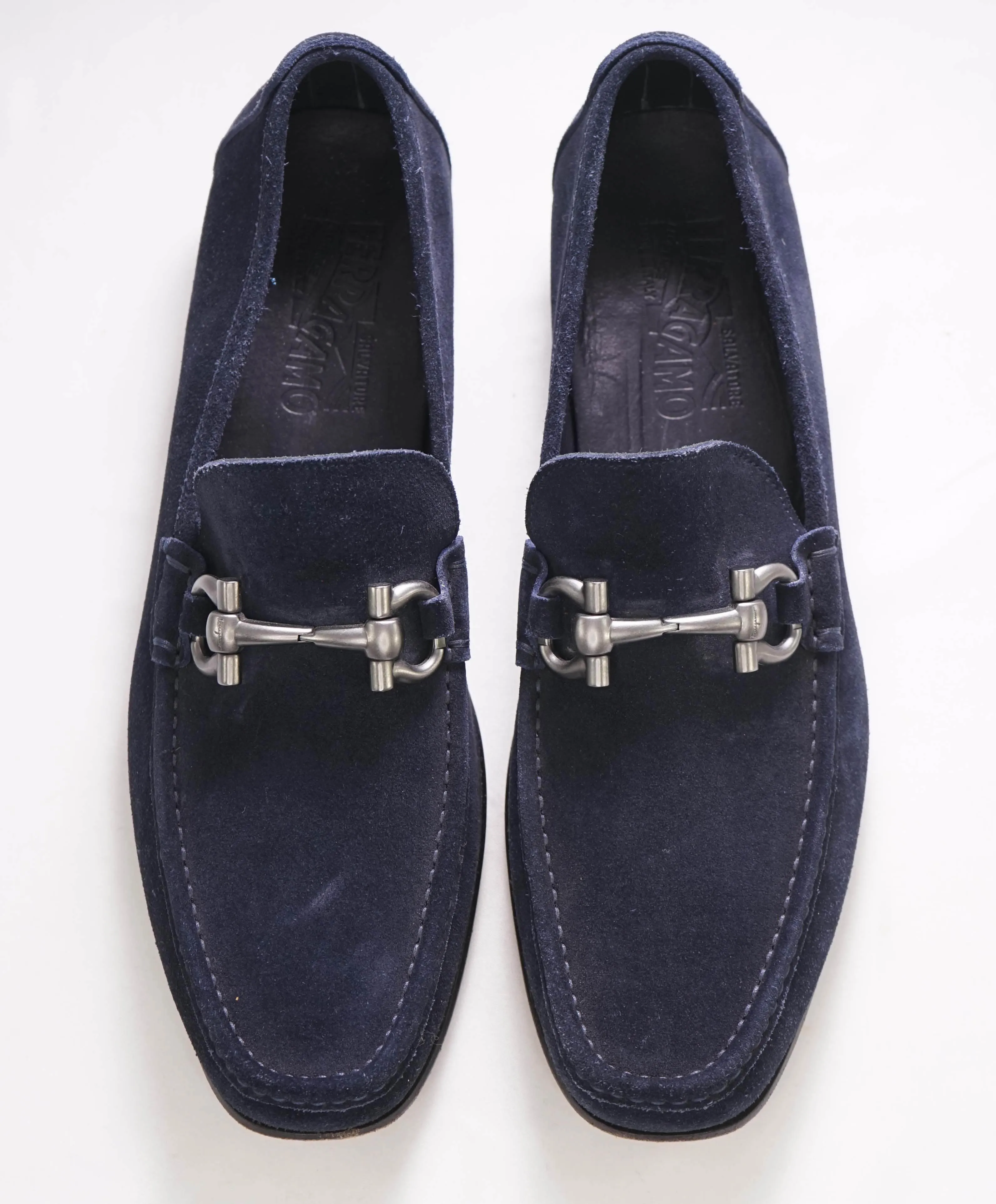 $700 SALVATORE FERRAGAMO - "GIORDANO" Navy Suede  Loafer- 11D US