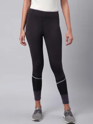 Alcis Women Black Drytech  Solid Cropped Training Tights