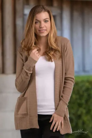 All Eyes On You - Khaki Knit Cardigan Sweater