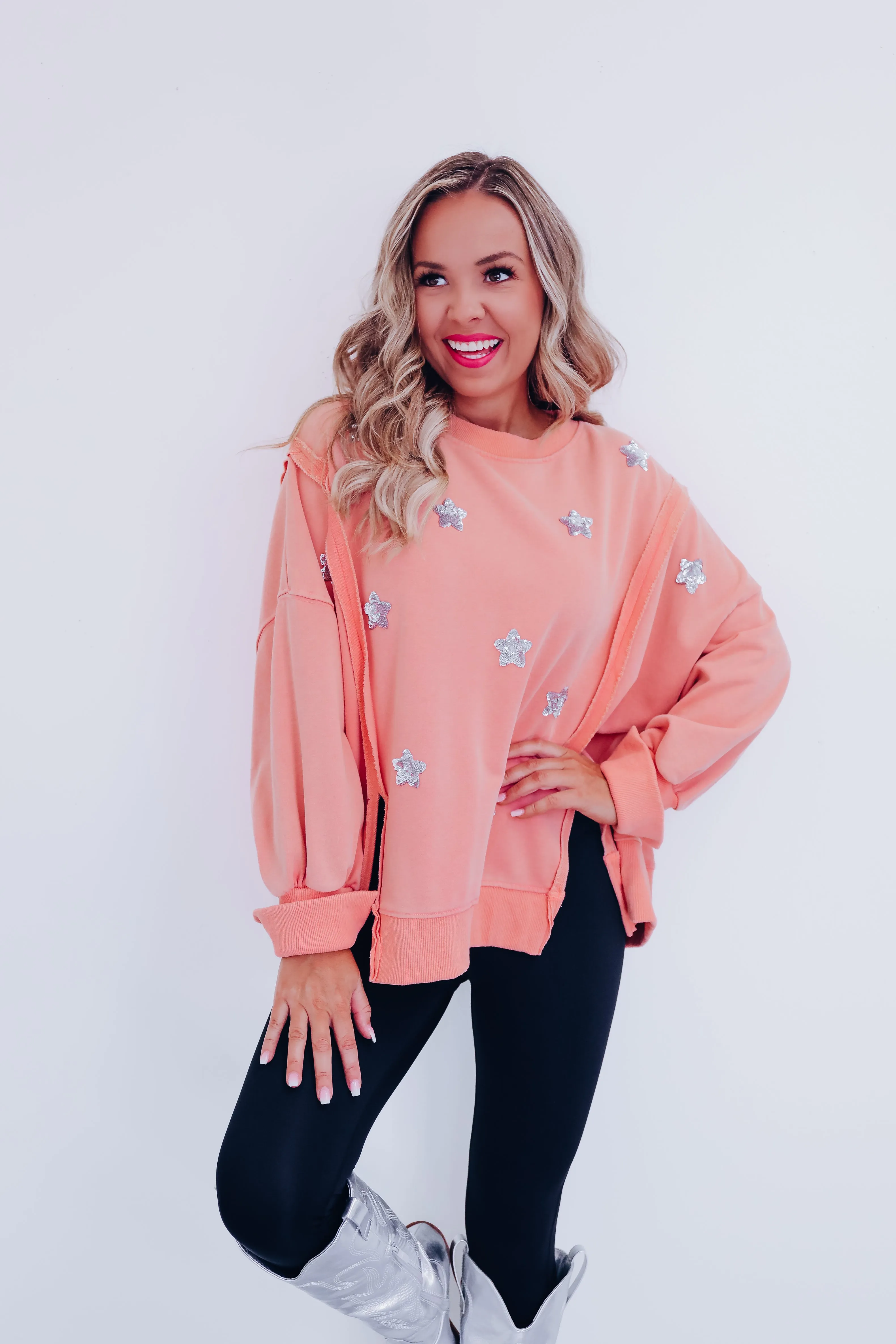 All That Glitters Hi Lo Top - Pink