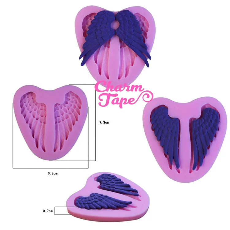 Angel Wings Silicon mold flexible, for polymer clay, resin jewelry or cake making C062