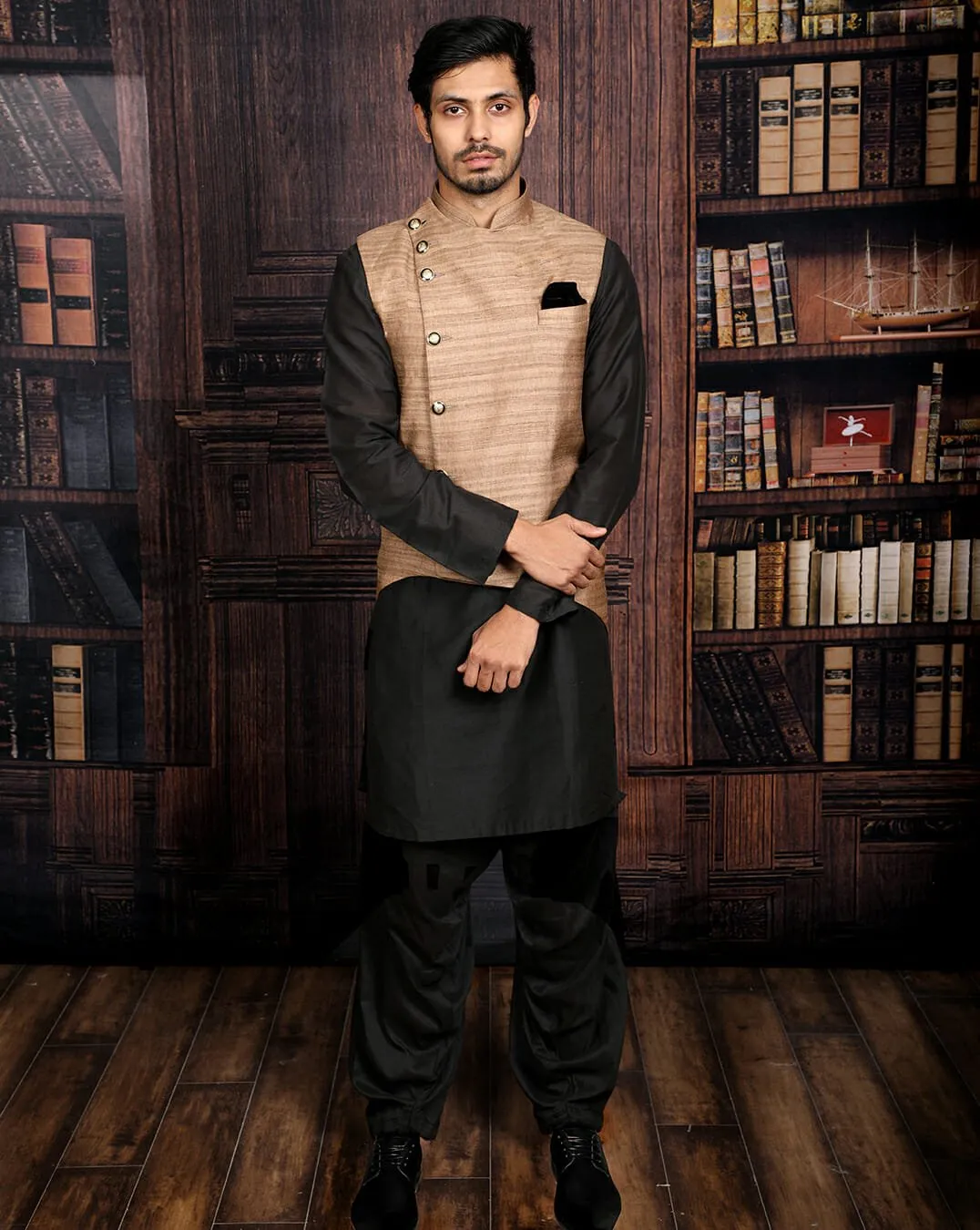 Asymmetrical Beige Bandi with Patiala