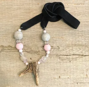 Black & Pink Antler Necklace