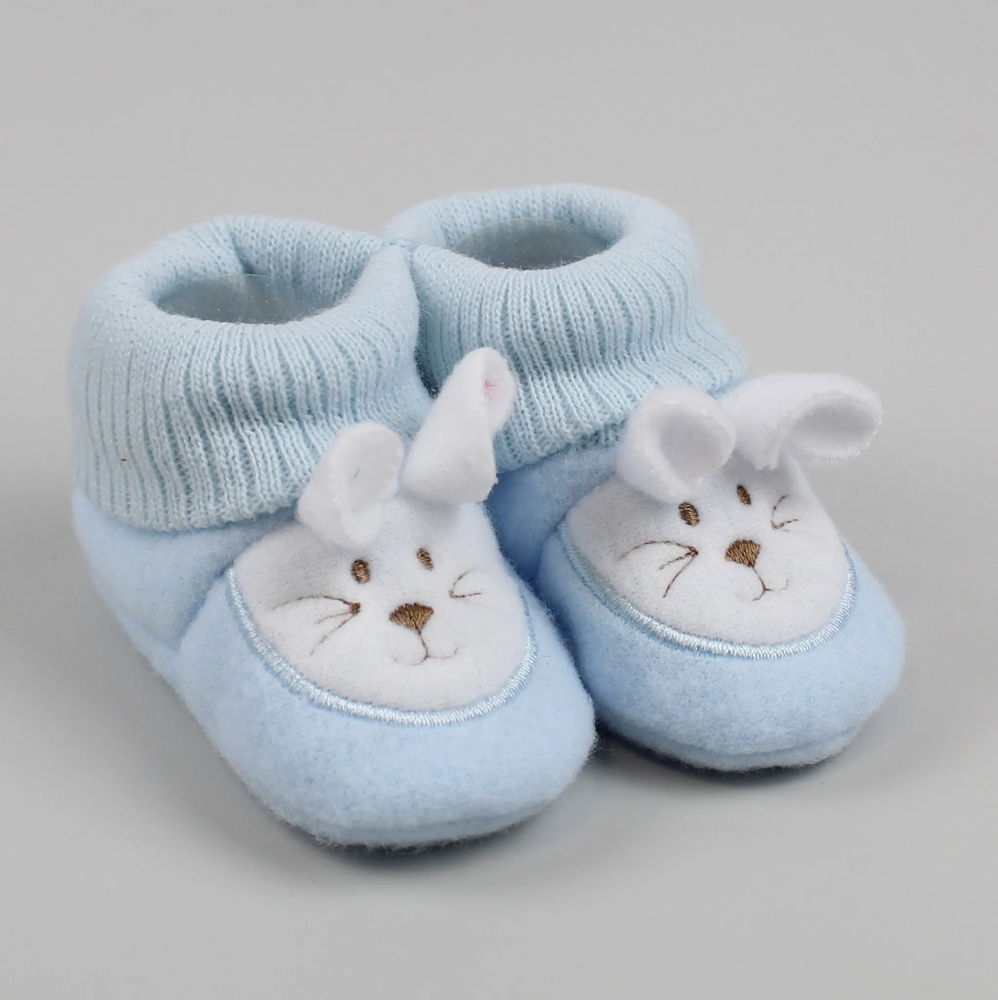 Blue Booties - with embroidered bunny