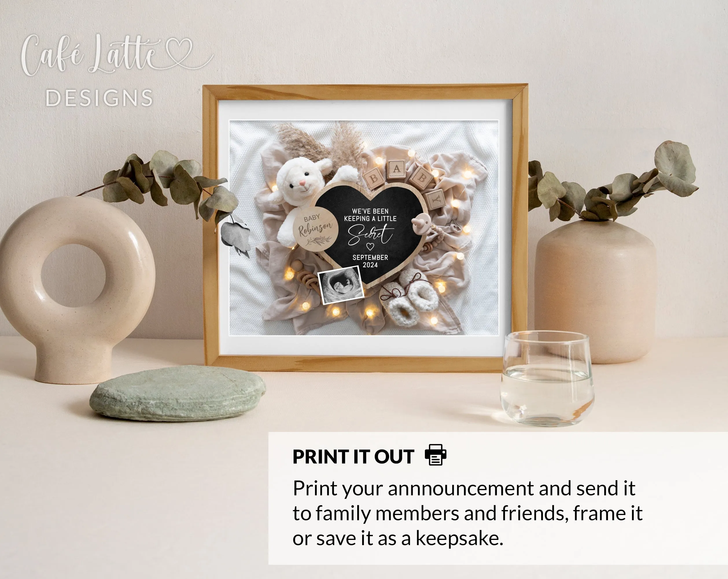 Boho Pregnancy Announcement Digital For Social Media - Bear Little Secret