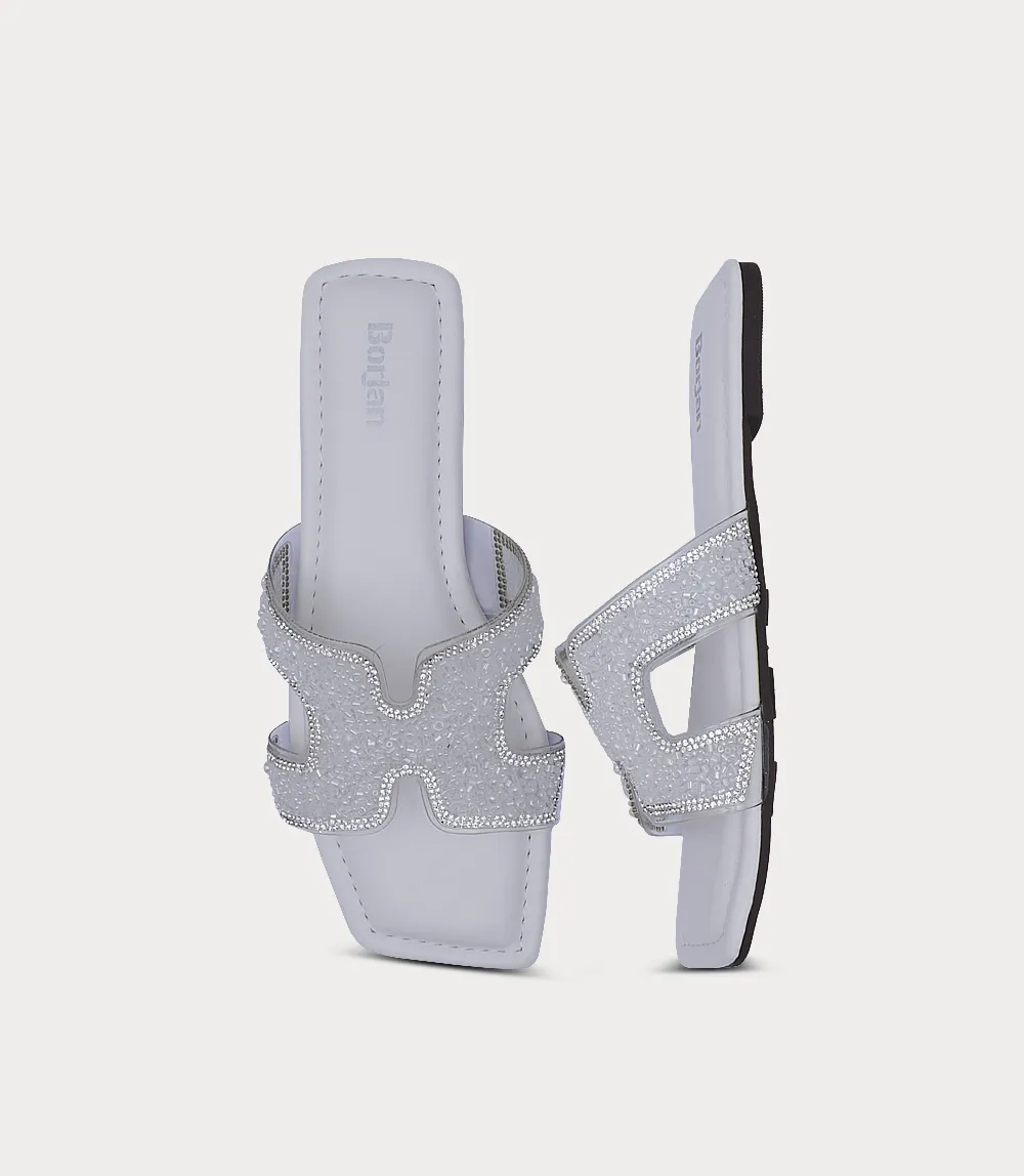 BW10250-WHITE-Women Slipper