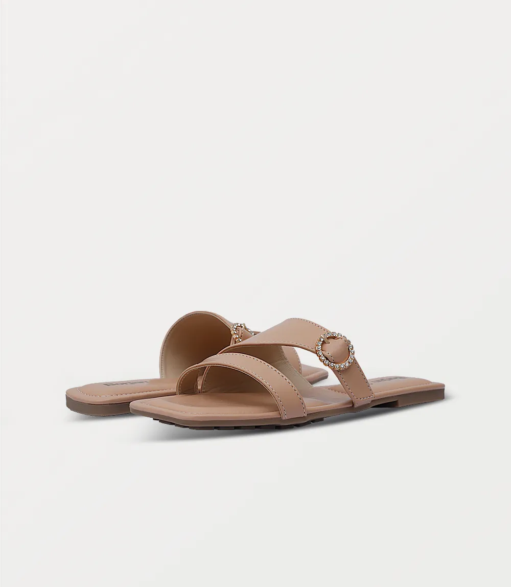 BW10322-BEIGE-Women Flat Slipper