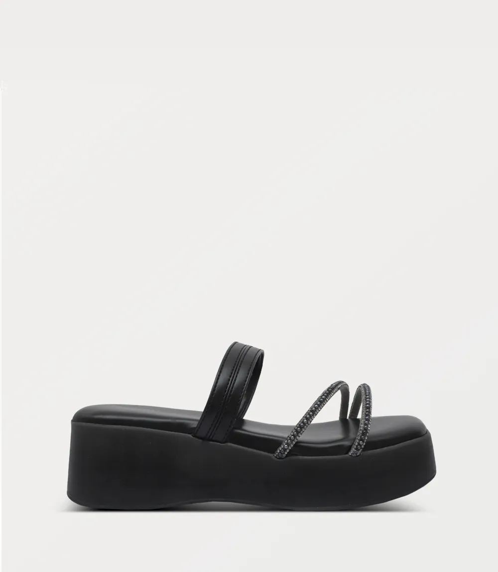 BW10425-BLACK-Women Platform Slipper