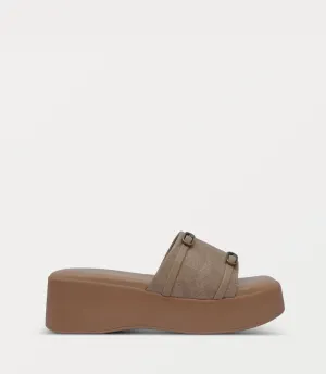 BW10445-BEIGE-Women Platform Slipper