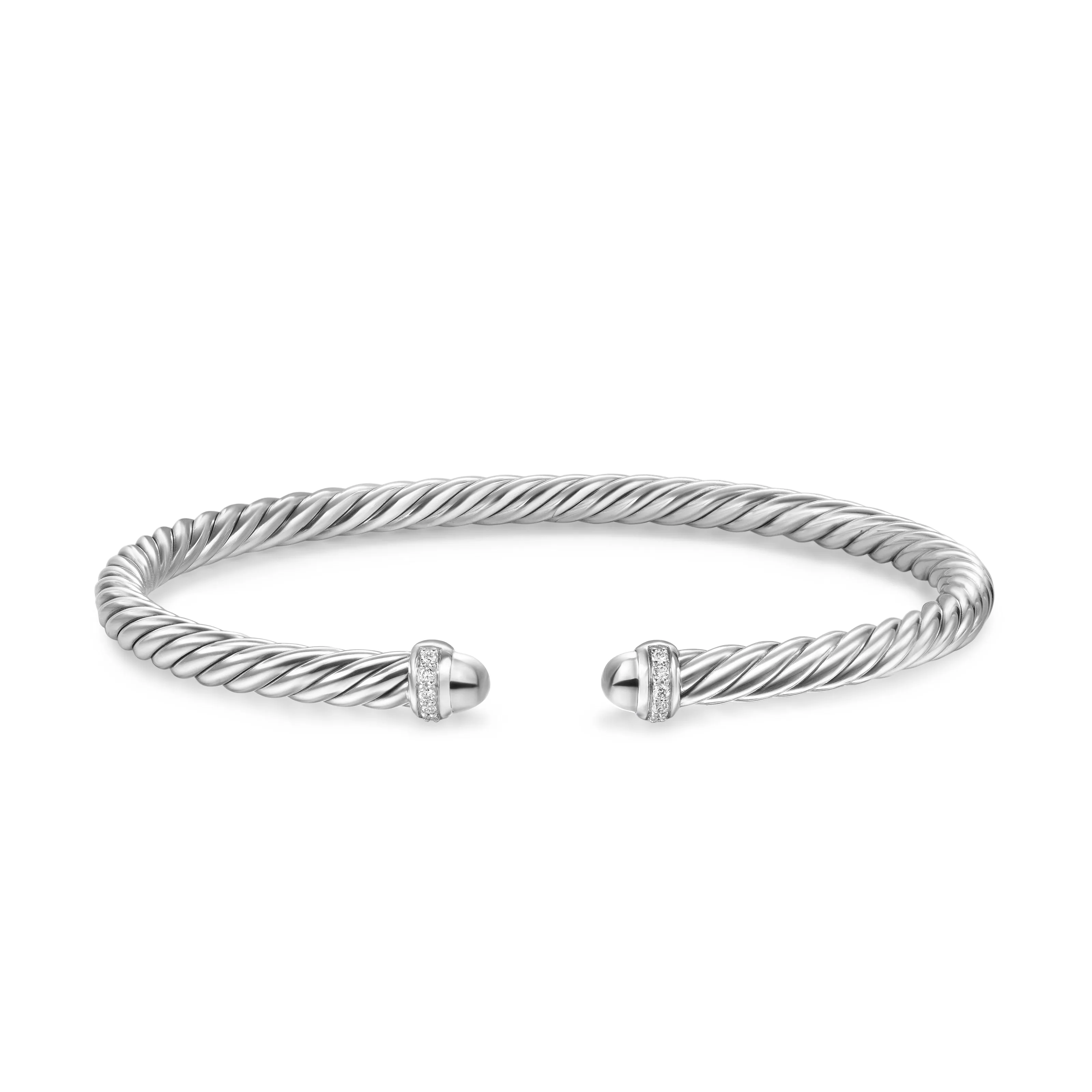 Cablespira Flex® Bracelet in Sterling Silver with Diamonds, 4mm