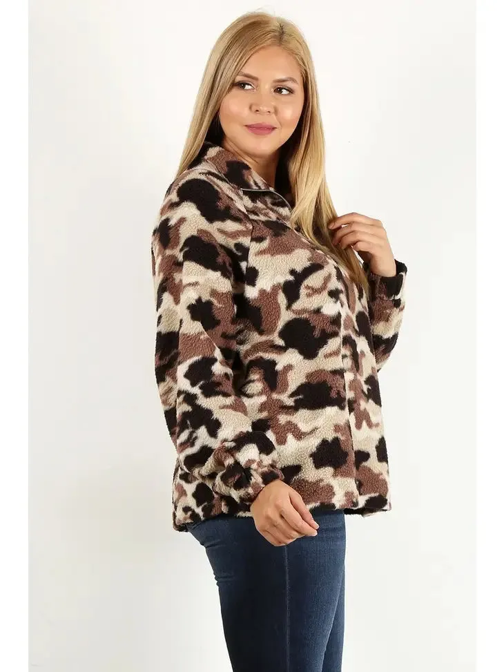 Camo Teddy Pullover Jacket