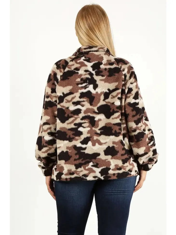 Camo Teddy Pullover Jacket