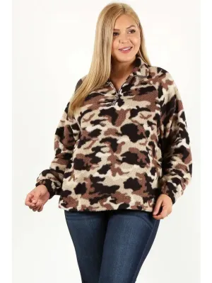 Camo Teddy Pullover Jacket
