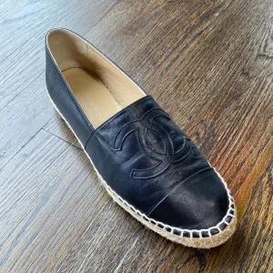 Chanel Black Lambskin CC Espadrilles