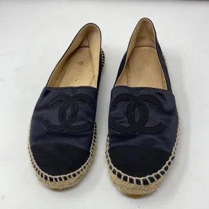 Chanel Black Satin and Grosgrain Espadrille