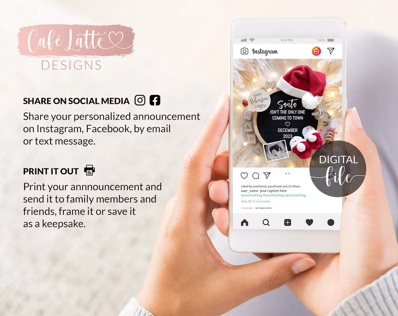 Christmas Pregnancy Announcement For Social Media Santa Baby Coming To Town