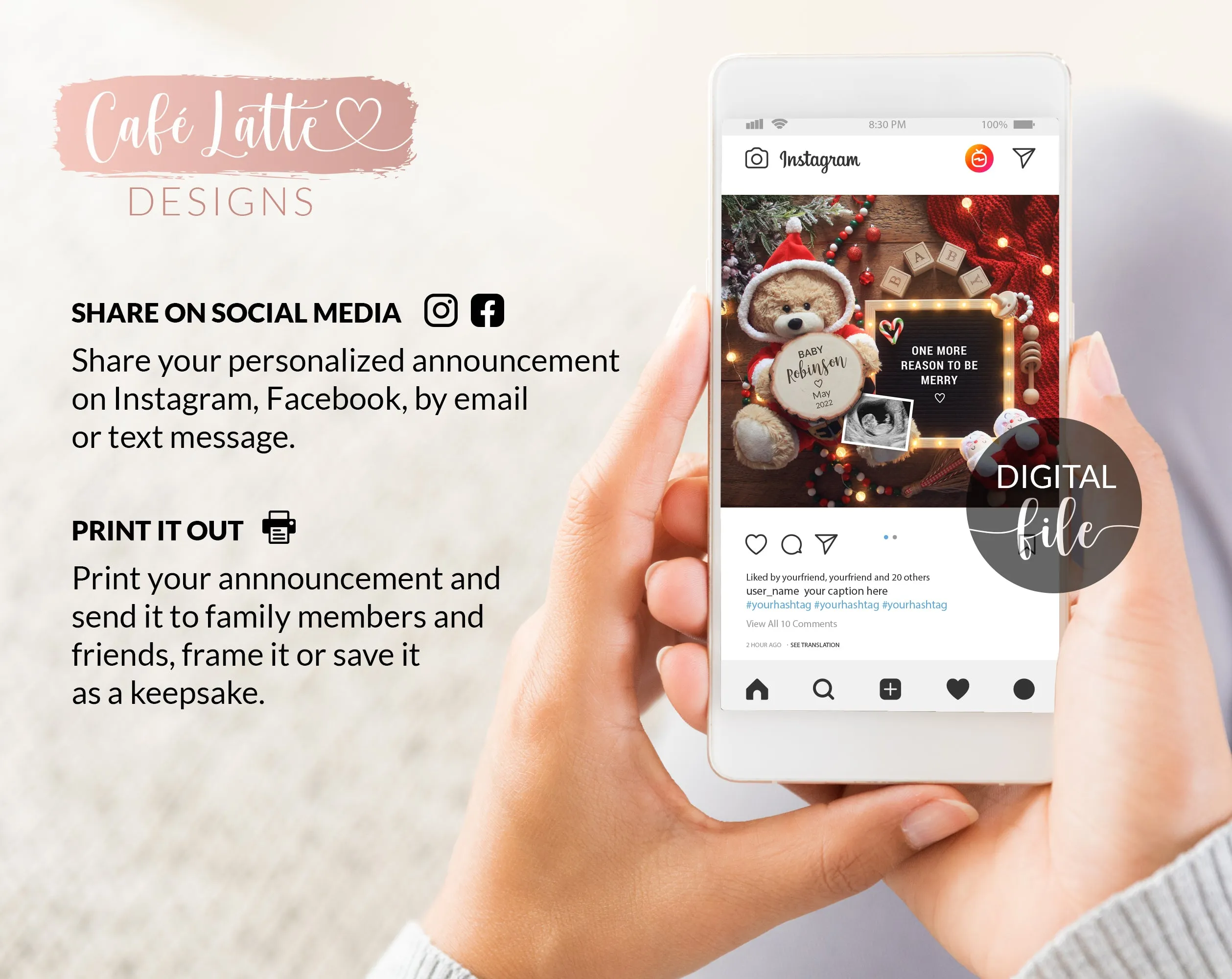 Christmas Pregnancy Announcement With Santa Bear For Social Media