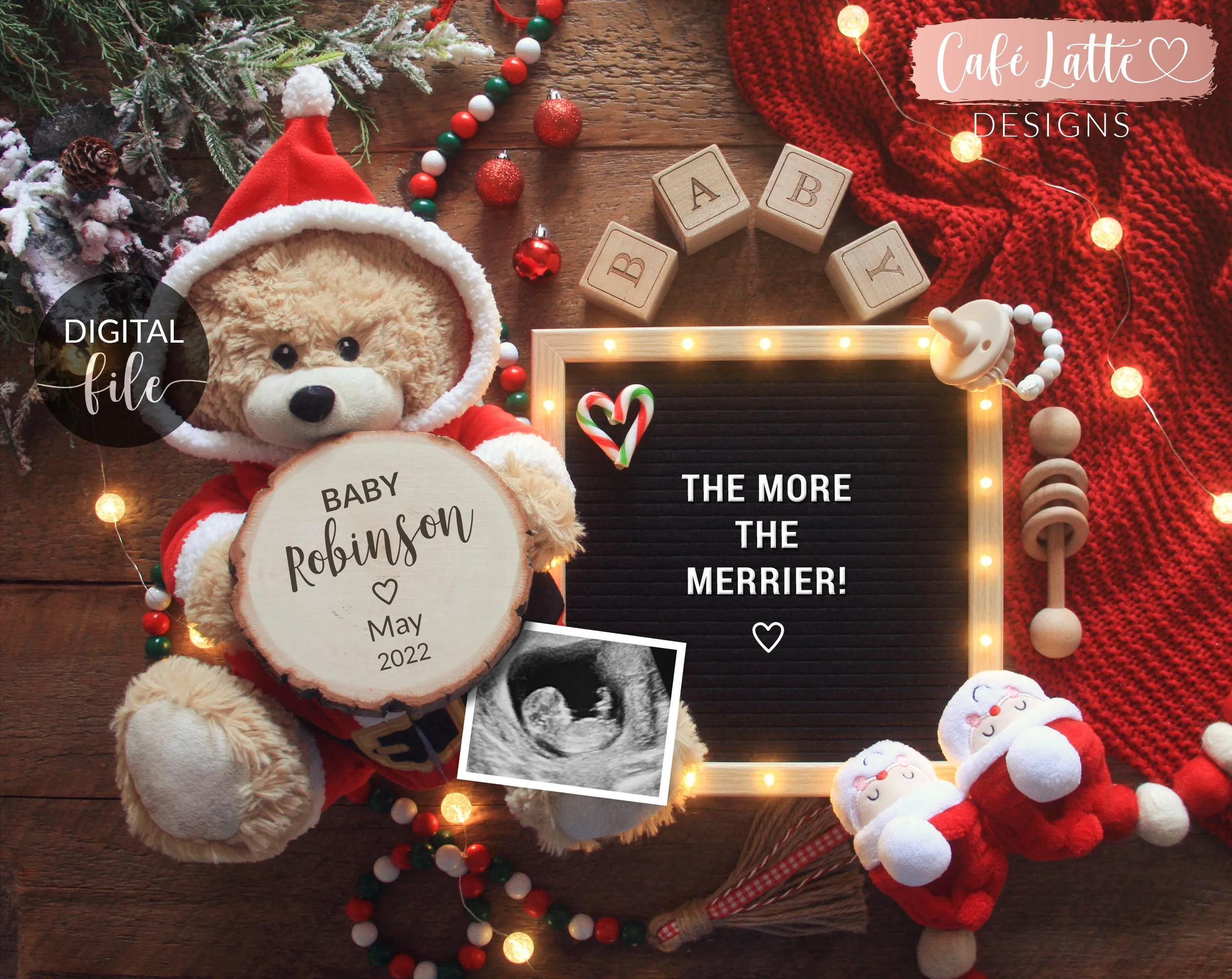 Christmas Pregnancy Announcement With Santa Bear For Social Media