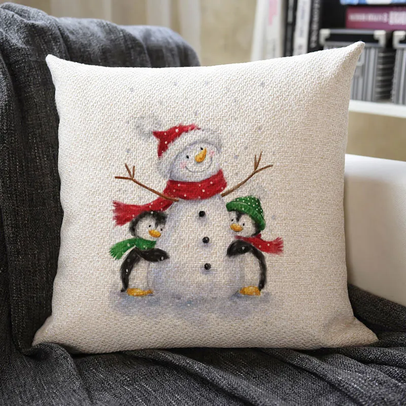 Christmas Themed Linen Pillowcase