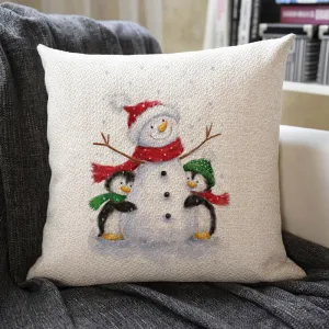 Christmas Themed Linen Pillowcase