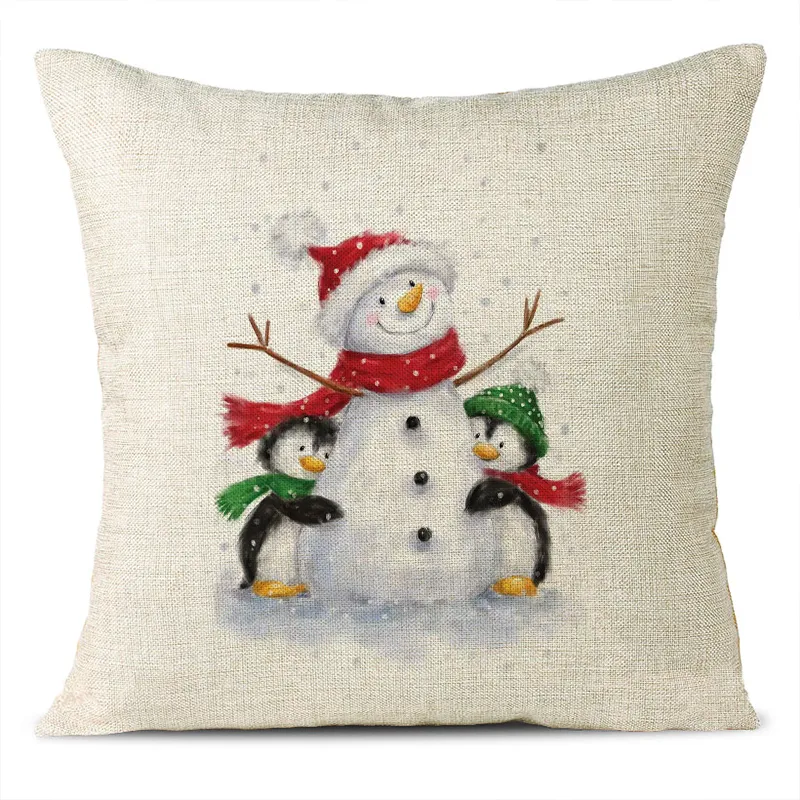 Christmas Themed Linen Pillowcase