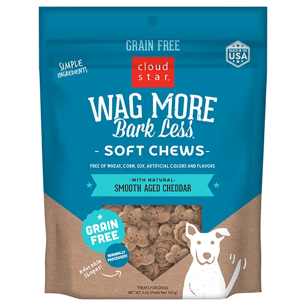 Cloud Star Wag More Bark Less Soft & Chewy Grain Free Smooth Aged Cheddar Dog Treats