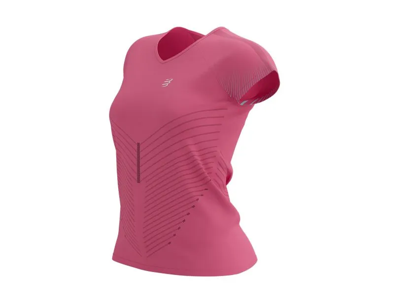 Compessport Women's Performance SS Tshirt - Hot Pink/Aqua