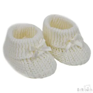 CREAM  BABY BOOTEES W/BOW - S436-C