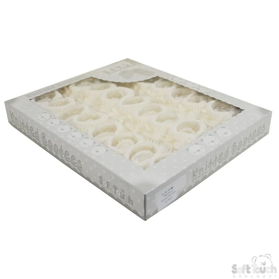 CREAM  BABY BOOTEES W/BOW - S436-C