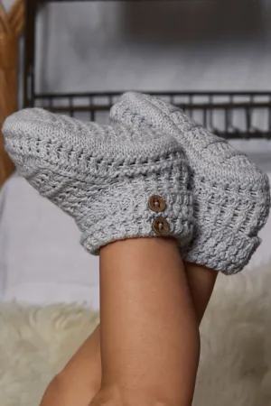 Crochet Cotton Booties, grey
