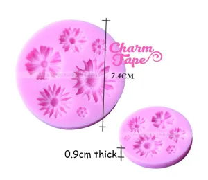 Daisy Flower Silicon mold flexible, for polymer clay, resin jewelry or cake making C095