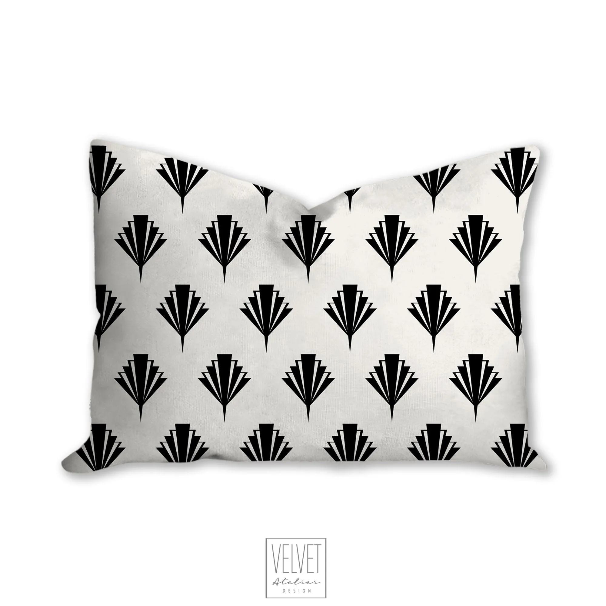 Deco pillow, art deco fan pattern, black and white, abstract, retro pillow, modern, Interior decor, home decor pillow cover and insert, home