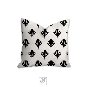 Deco pillow, art deco fan pattern, black and white, abstract, retro pillow, modern, Interior decor, home decor pillow cover and insert, home