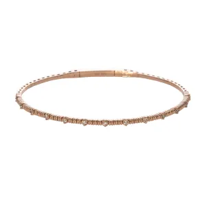Diamond Station 14K Rose Gold Ribbed Flexible Bangle